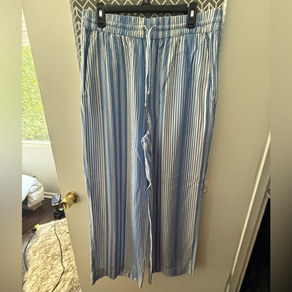 Everlane Blue Striped Wide Leg Pants